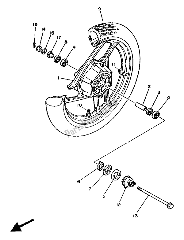 Tutte le parti per il Ruota Anteriore del Yamaha RD 350 LC 1986