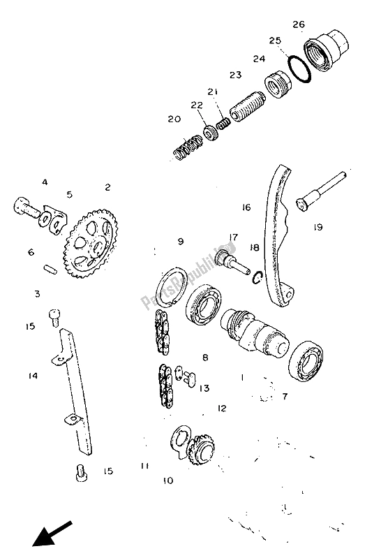 All parts for the Camshaft & Chain of the Yamaha SR 500 1993