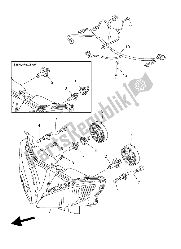 Tutte le parti per il Faro del Yamaha FZ8 S 800 2012