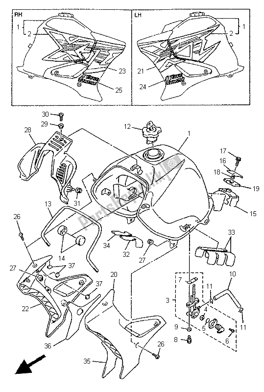 Wszystkie części do Zbiornik Paliwa Yamaha XT 600E 1997