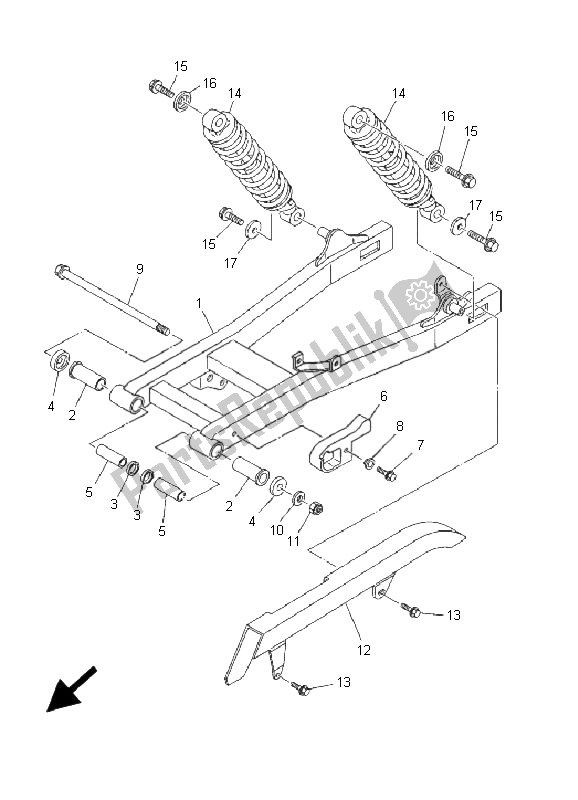 All parts for the Rear Arm & Suspension of the Yamaha XVS 250 Dragstar 2001