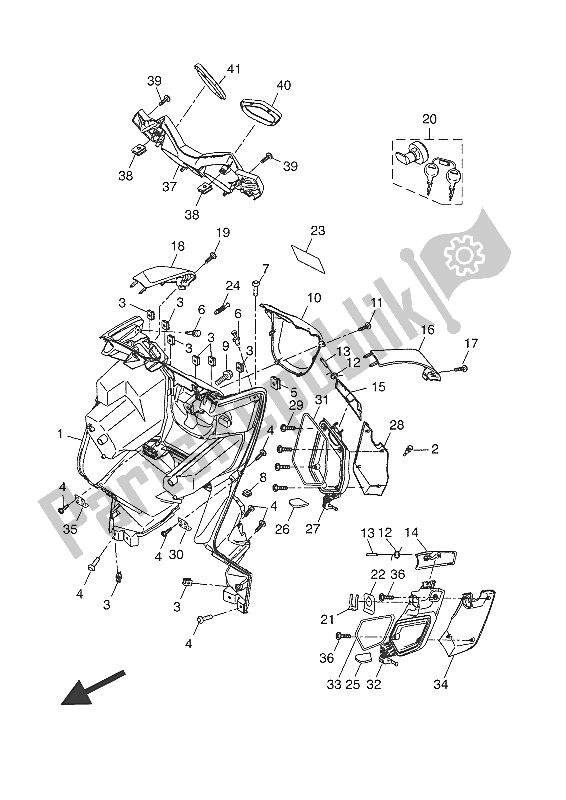 All parts for the Leg Shield of the Yamaha YP 250R 2016