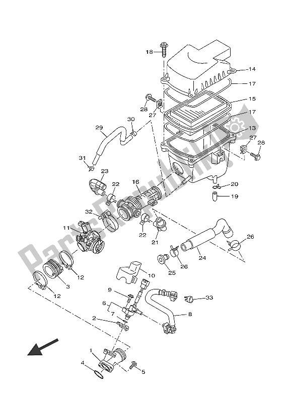 All parts for the Intake of the Yamaha MT 125A 2016