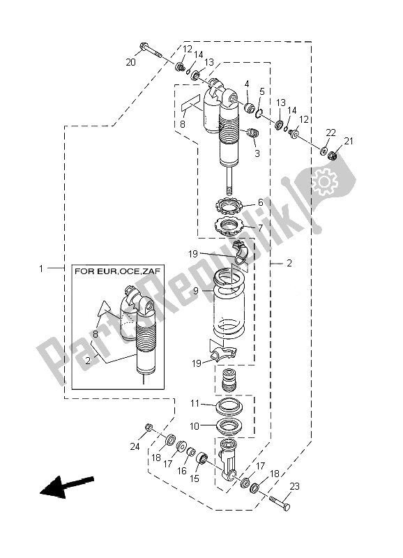 All parts for the Rear Suspension of the Yamaha YZ 125 2007