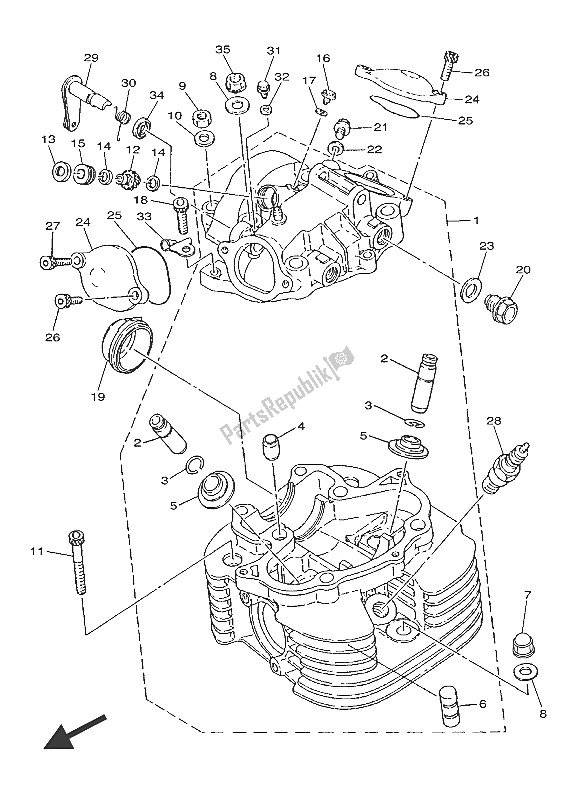 All parts for the Cylinder Head of the Yamaha SR 400 2016