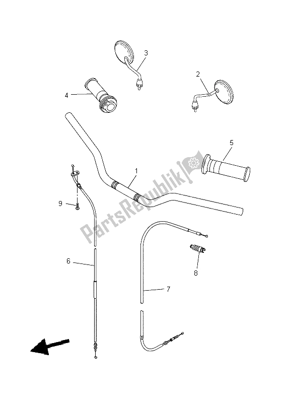 Todas las partes para Manija De Dirección Y Cable de Yamaha WR 125X 2009