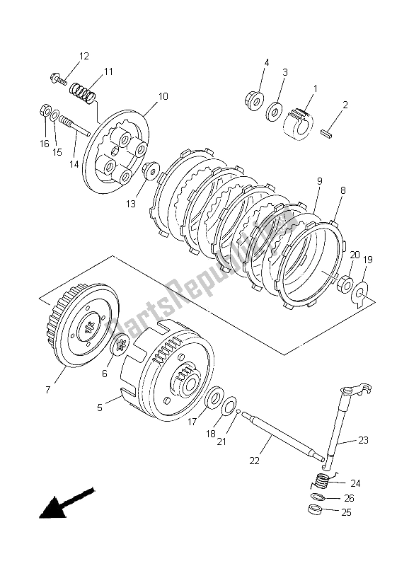 Todas as partes de Embreagem do Yamaha TT R 125 LW 2000