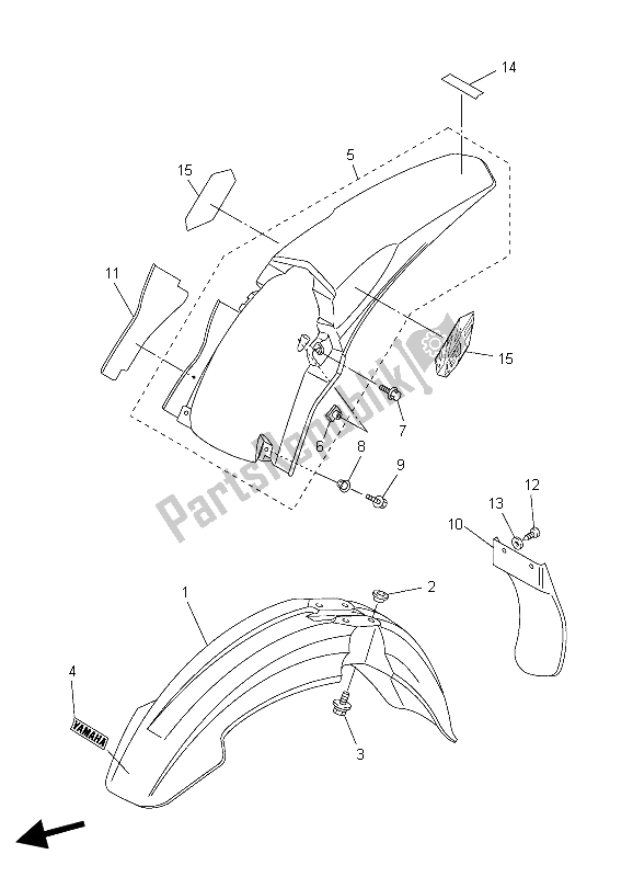 All parts for the Fender of the Yamaha YZ 450F 2004