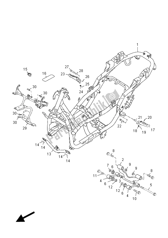 Tutte le parti per il Telaio del Yamaha YP 250 RA X MAX 2012