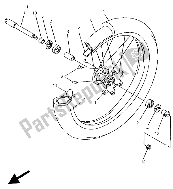 Tutte le parti per il Ruota Anteriore del Yamaha WR 250Z 1997