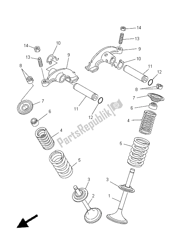 All parts for the Valve of the Yamaha YFM 350 FWA Grizzly 4X4 2014