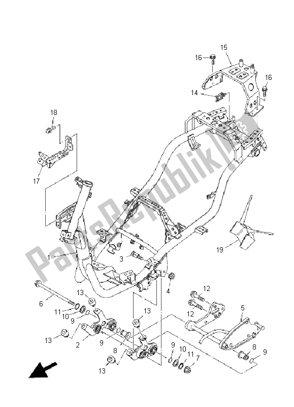 All parts for the Frame of the Yamaha XC 125E Vity 2008