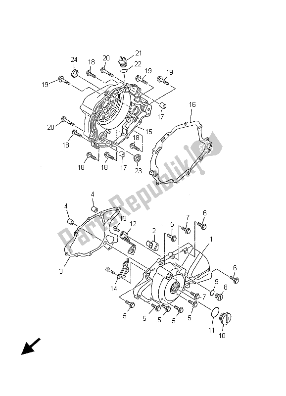 Tutte le parti per il Coperchio Del Carter 1 del Yamaha TW 125 2001