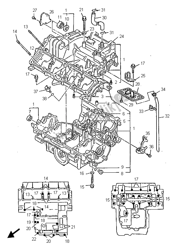 Toutes les pièces pour le Carter du Yamaha YZF 600R Thundercat 1997