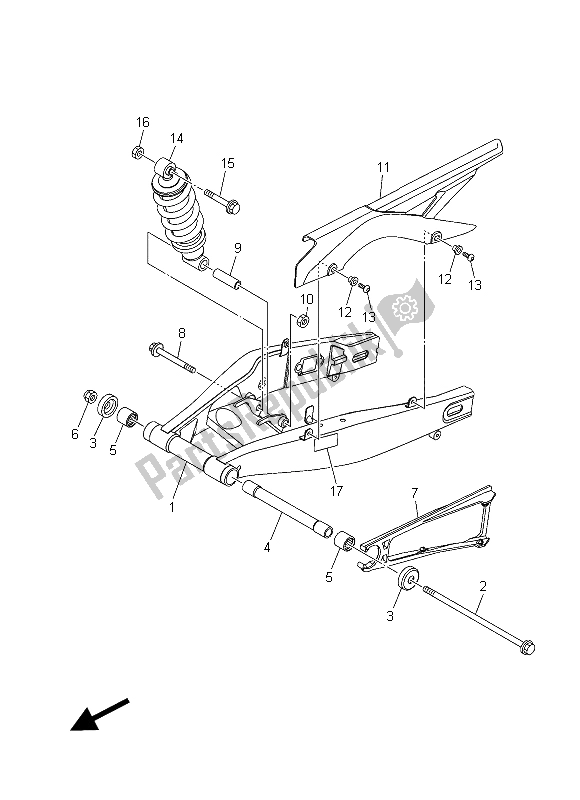 All parts for the Rear Arm & Suspension of the Yamaha YZF R3A 300 2015