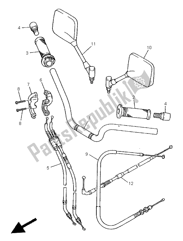 All parts for the Steering Handle & Cable of the Yamaha XJ 900S Diversion 1996