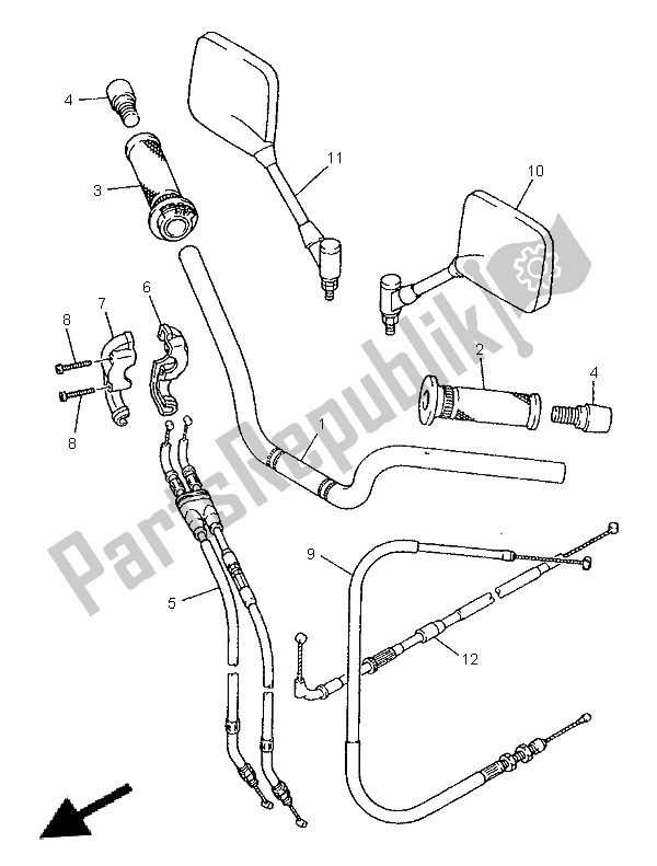 All parts for the Steering Handle & Cable of the Yamaha XJ 900S Diversion 1996