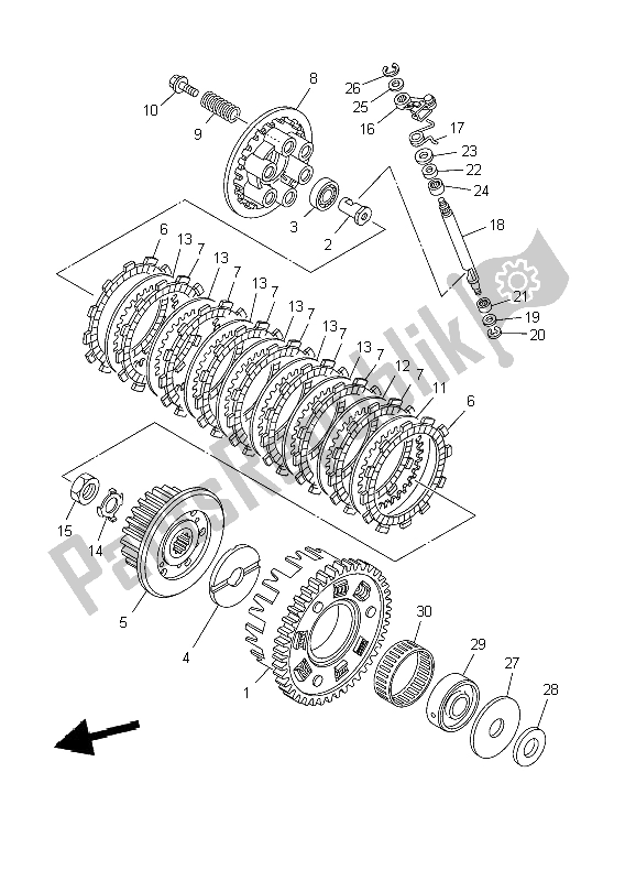 All parts for the Clutch of the Yamaha TDM 900 2009