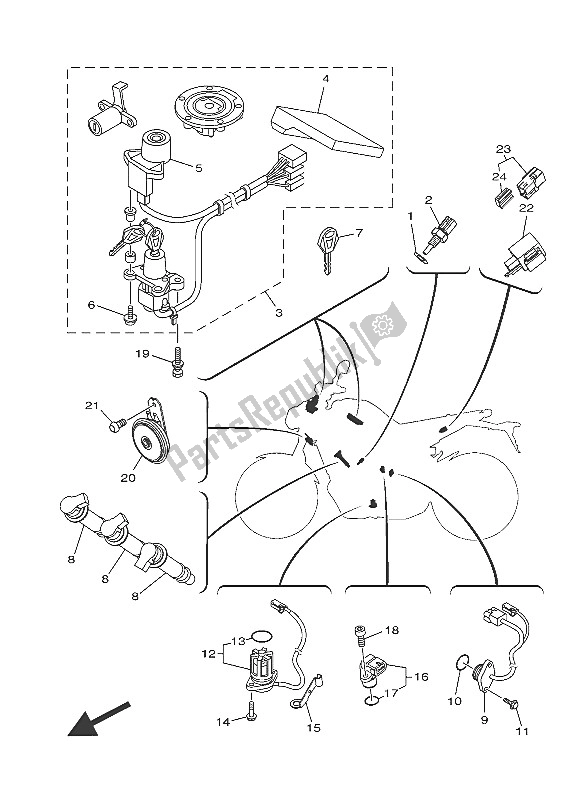 Todas as partes de Elétrica 2 do Yamaha MT 09 900 2016