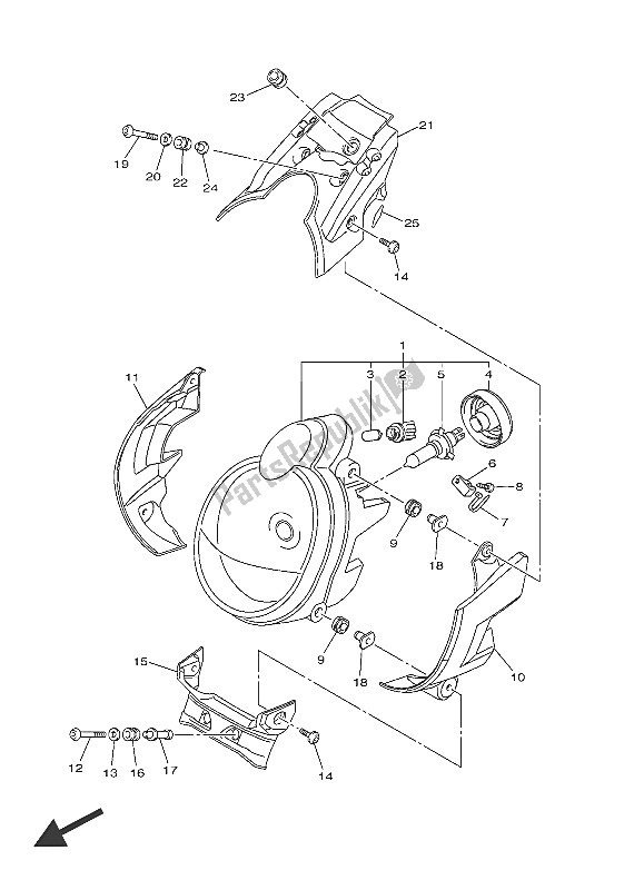 Tutte le parti per il Faro del Yamaha VMX 17 1700 2016