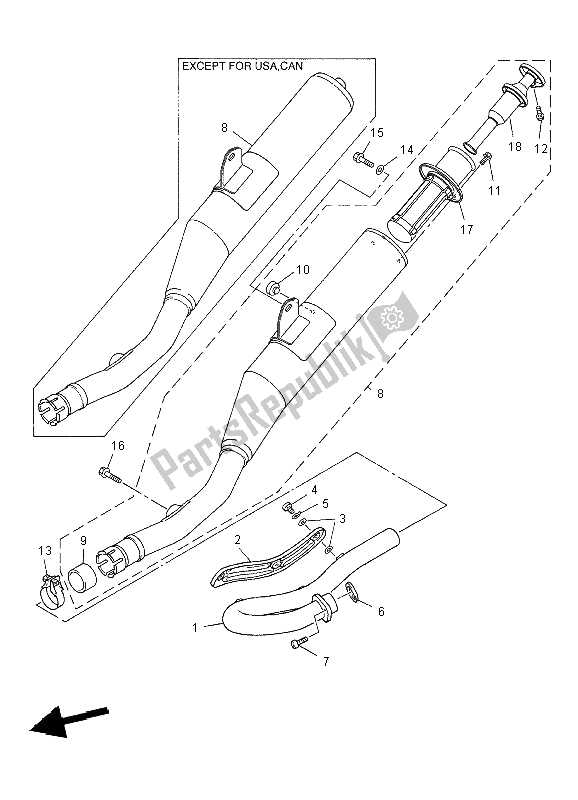 Tutte le parti per il Scarico del Yamaha WR 250F 2004