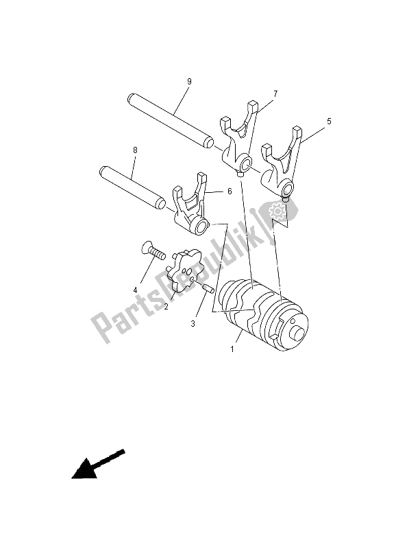 All parts for the Shift Cam & Fork of the Yamaha TT R 125 SW 2000