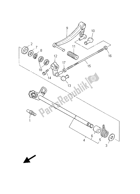 All parts for the Shift Shaft of the Yamaha XJR 1300 2003