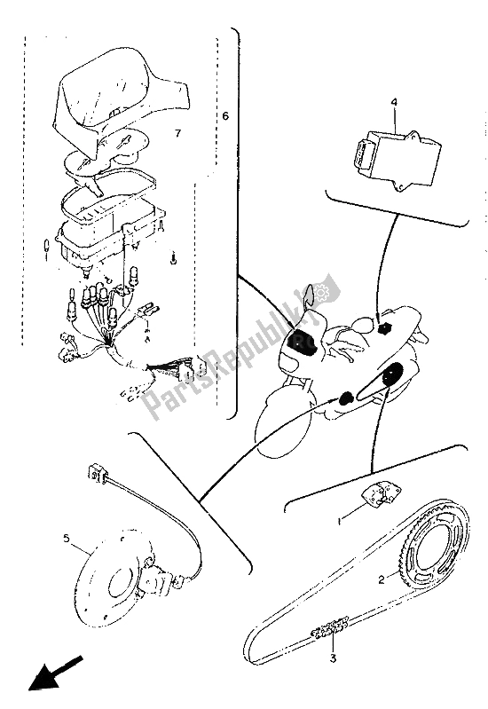 All parts for the Alternate (chassis-electrica) (for Se) of the Yamaha XJ 600S Diversion 1992