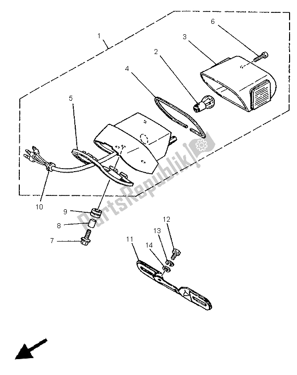 Tutte le parti per il Fanale Posteriore del Yamaha XV 125 S 1999