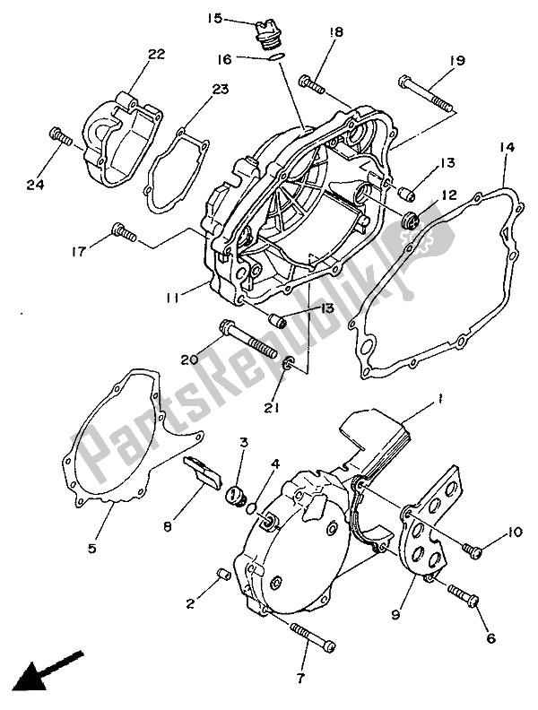 Tutte le parti per il Coperchio Del Carter 1 del Yamaha DT 125E 1990