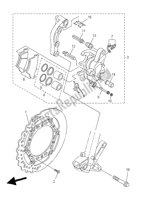 All parts for the Front Brake Caliper of the Yamaha YZ 250F 2010