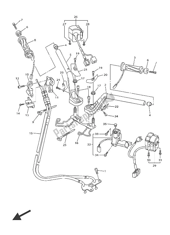 All parts for the Steering Handle & Cable of the Yamaha FJR 1300 AS 2016