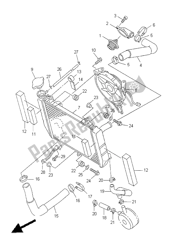 Alle onderdelen voor de Radiator Slang van de Yamaha YZF R6 600 2000
