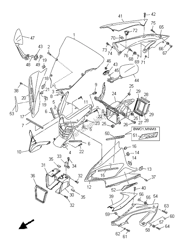 Tutte le parti per il Cowling 1 del Yamaha YZF R6 600 2013