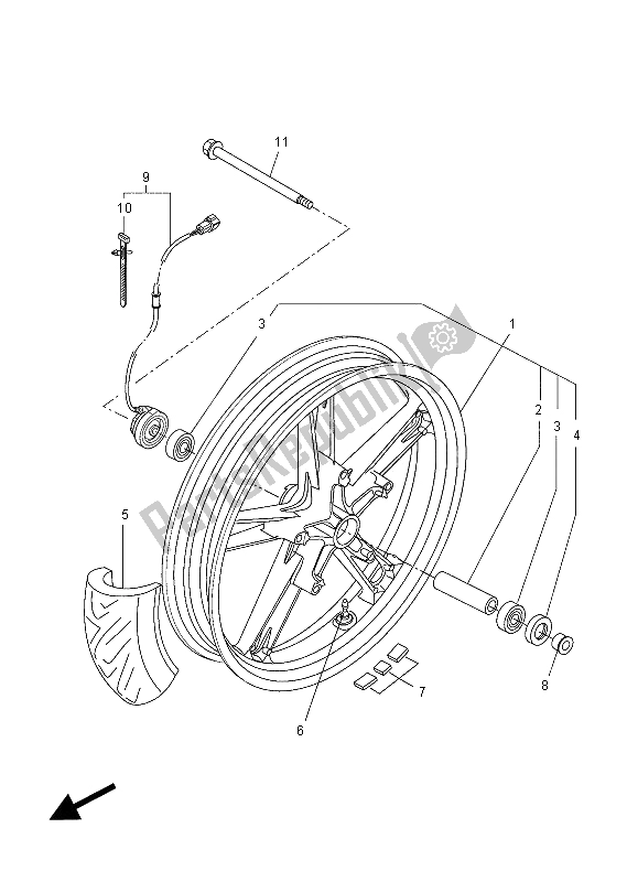 All parts for the Front Wheel of the Yamaha YZF R 125 2012