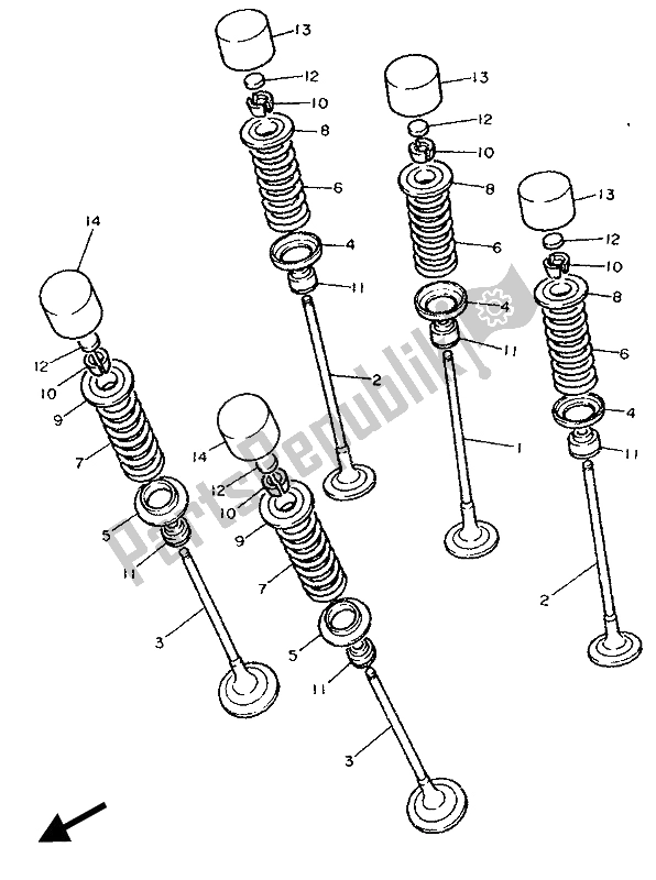 Todas las partes para Válvula de Yamaha FZR 1000 1989