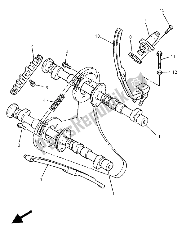 Alle onderdelen voor de Nokkenas & Ketting van de Yamaha XJ 900S Diversion 1997