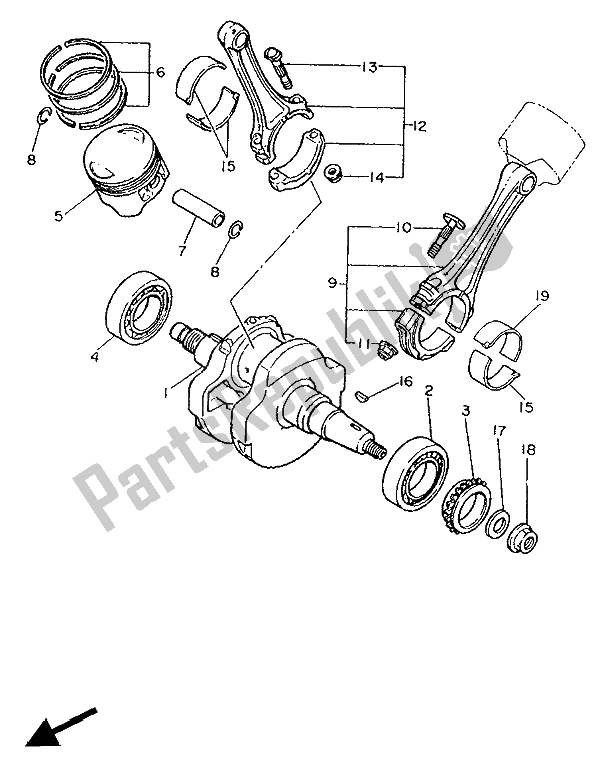 Toutes les pièces pour le Vilebrequin Et Piston du Yamaha XV 1000 SE Virago 1988