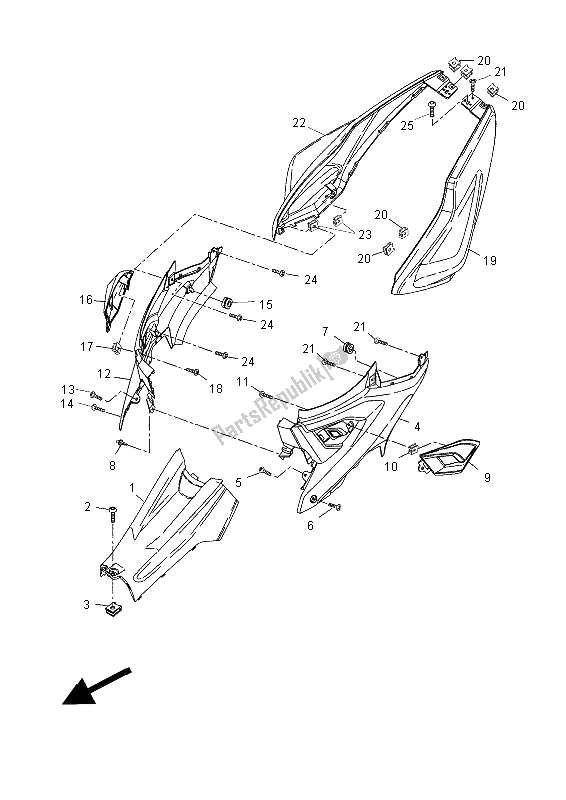 All parts for the Side Cover of the Yamaha NS 50 Aerox 2014