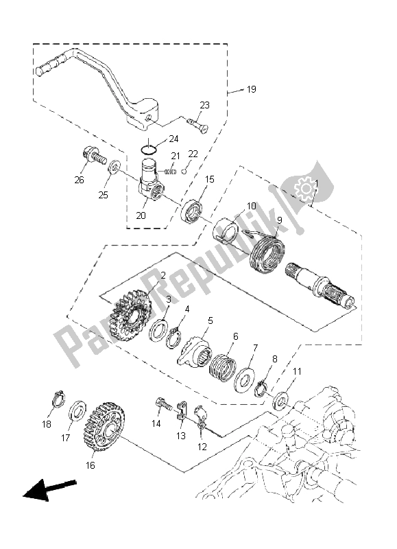 All parts for the Starter of the Yamaha WR 250F 2011