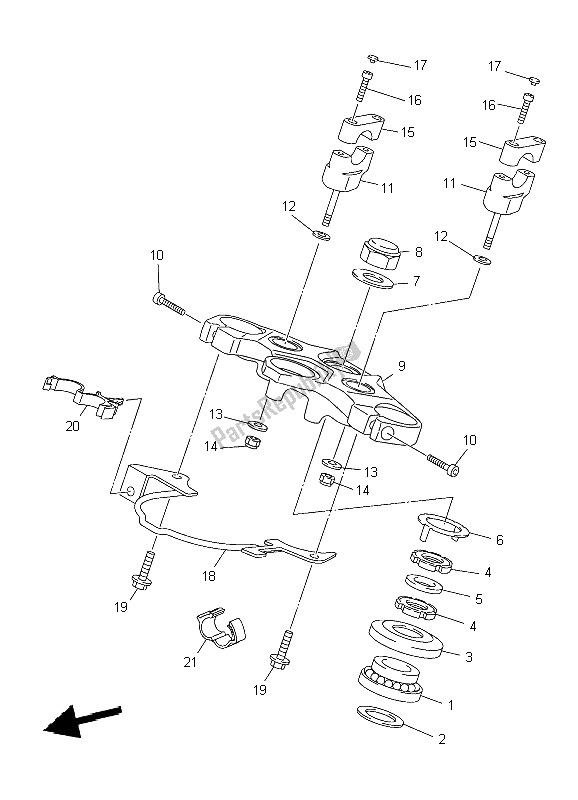 All parts for the Steering of the Yamaha XJ6S Diversion 600 2009