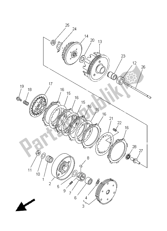 All parts for the Clutch of the Yamaha TT R 110E 2014