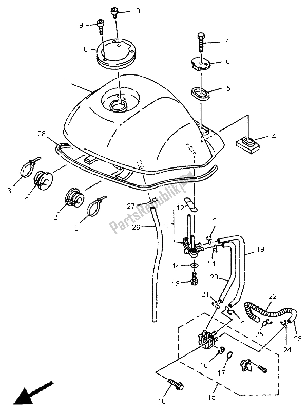 Toutes les pièces pour le Réservoir D'essence du Yamaha TDR 125 1995