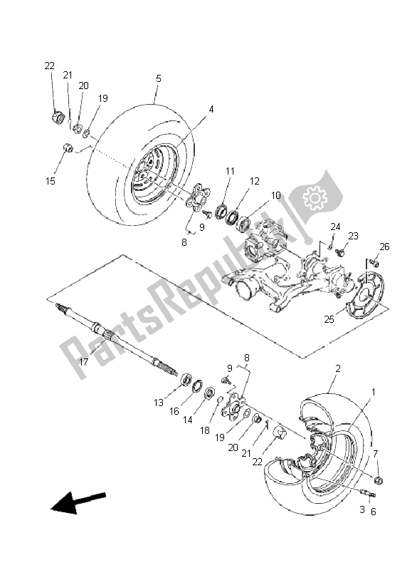 Tutte le parti per il Ruota Posteriore del Yamaha YFM 450 FX Wolverine Sport 4X4 2006