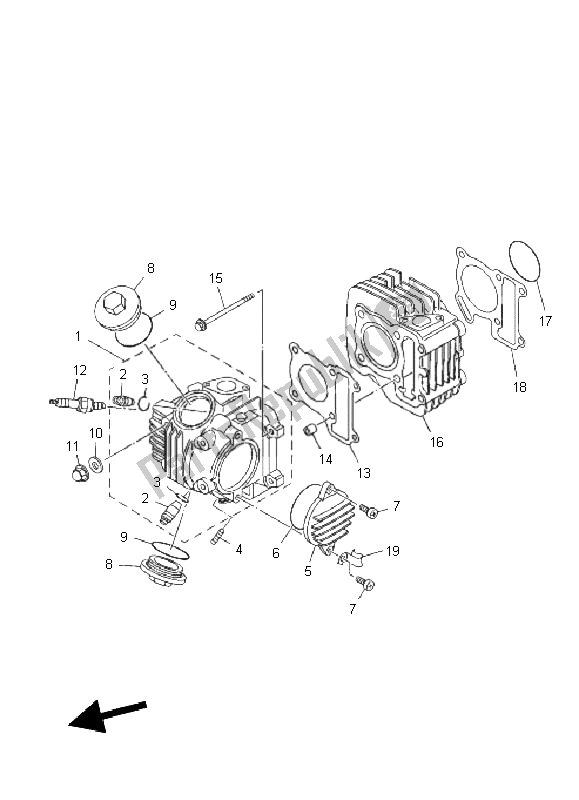 All parts for the Cylinder Head of the Yamaha TT R 110E 2011