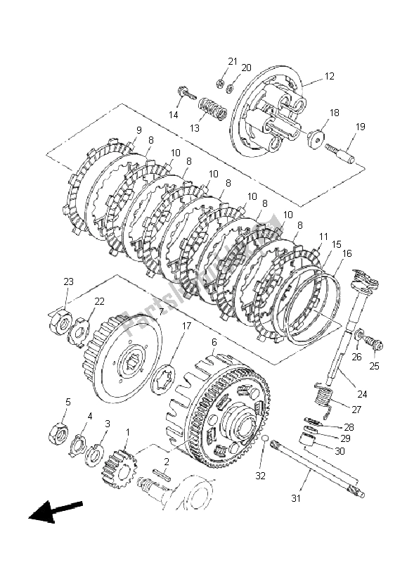 Toutes les pièces pour le Embrayage du Yamaha YBR 250 2011