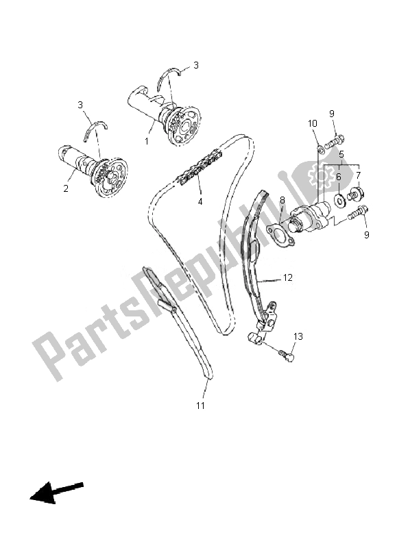 Tutte le parti per il Albero A Camme E Catena del Yamaha WR 450F 2010