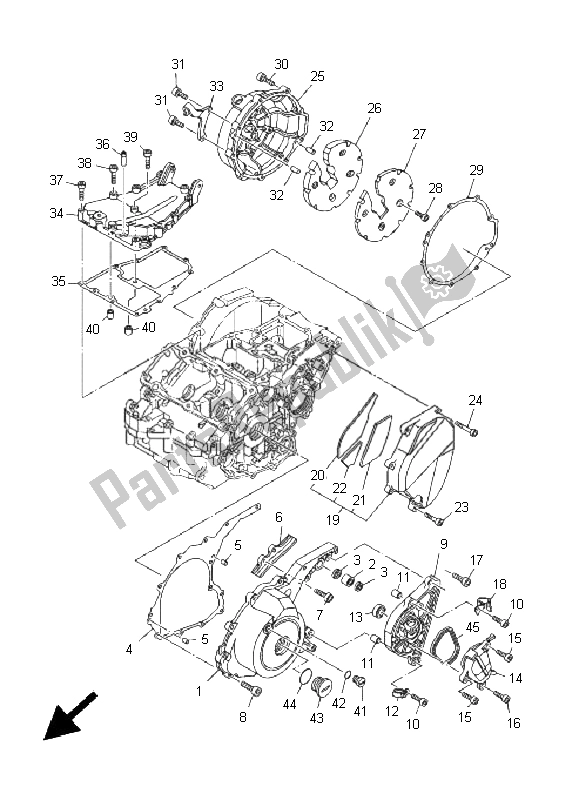 Wszystkie części do Pokrywa Skrzyni Korbowej 1 Yamaha TDM 900 2005