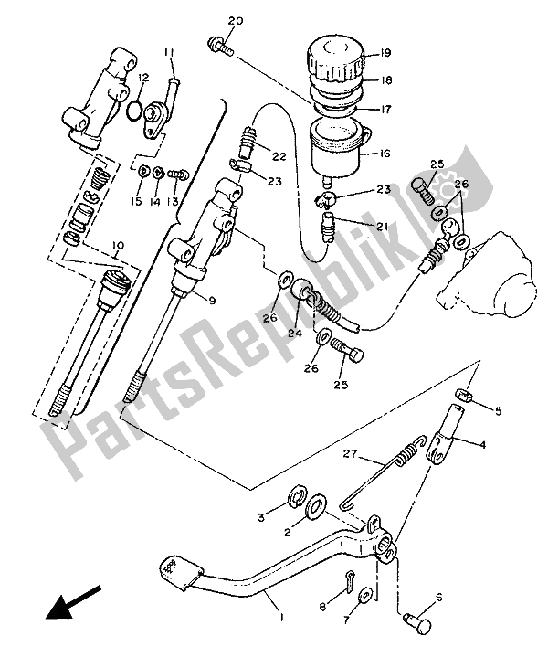 Todas las partes para Cilindro Maestro Trasero de Yamaha XJ 600 1989