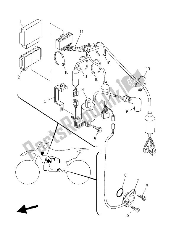 All parts for the Electrical 1 of the Yamaha YZ 250 2006